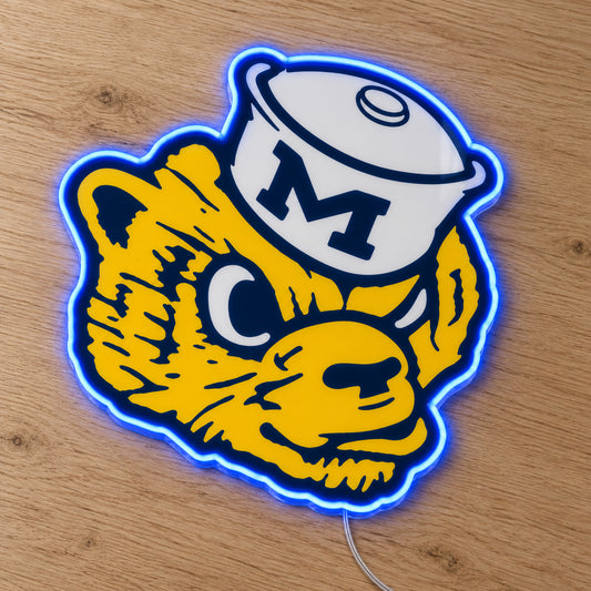 Michigan Wolverines Retro Mascot LED Neon Sign product photo 2
