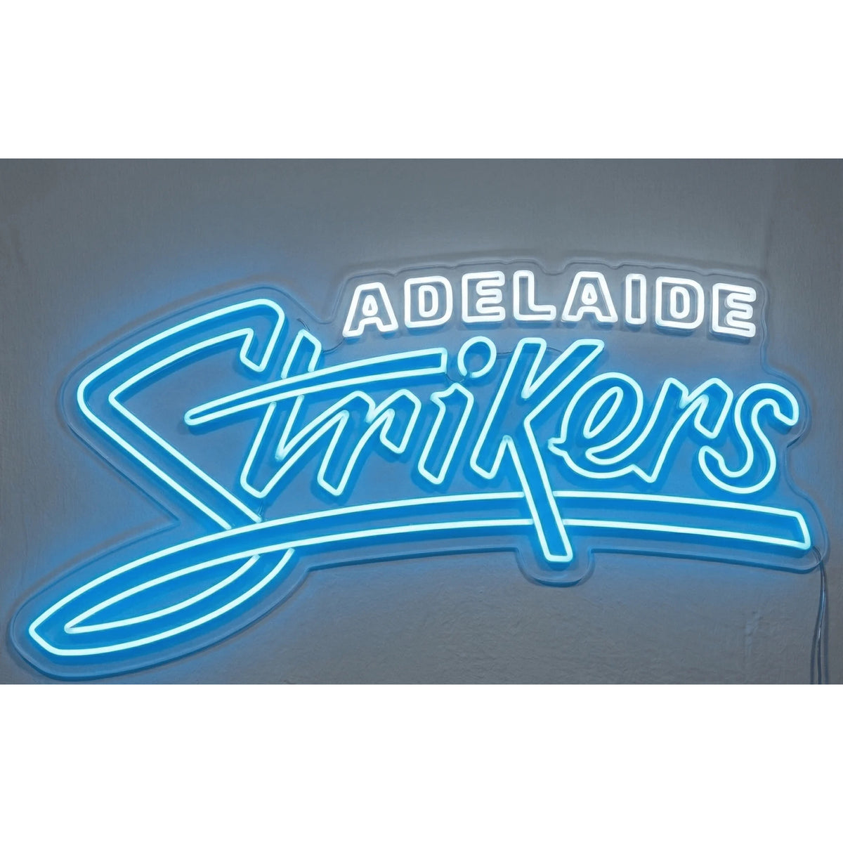 Adelaide Strikers Neon Sign, featuring illuminated team logo on a light background.