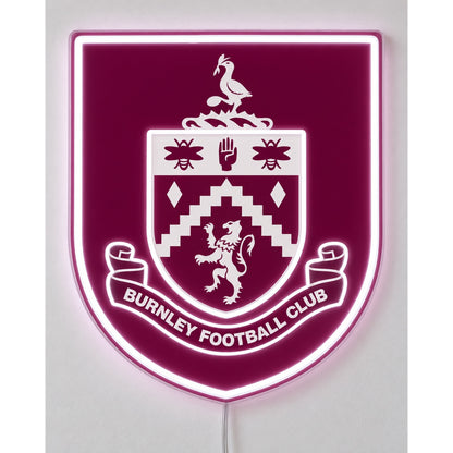 Burnley LED Neon Sign, featuring team logo displayed on a light background viewed from the front.