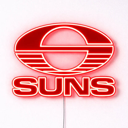 Gold Coast Suns Neon Sign, featuring illuminated team logo on a light background.