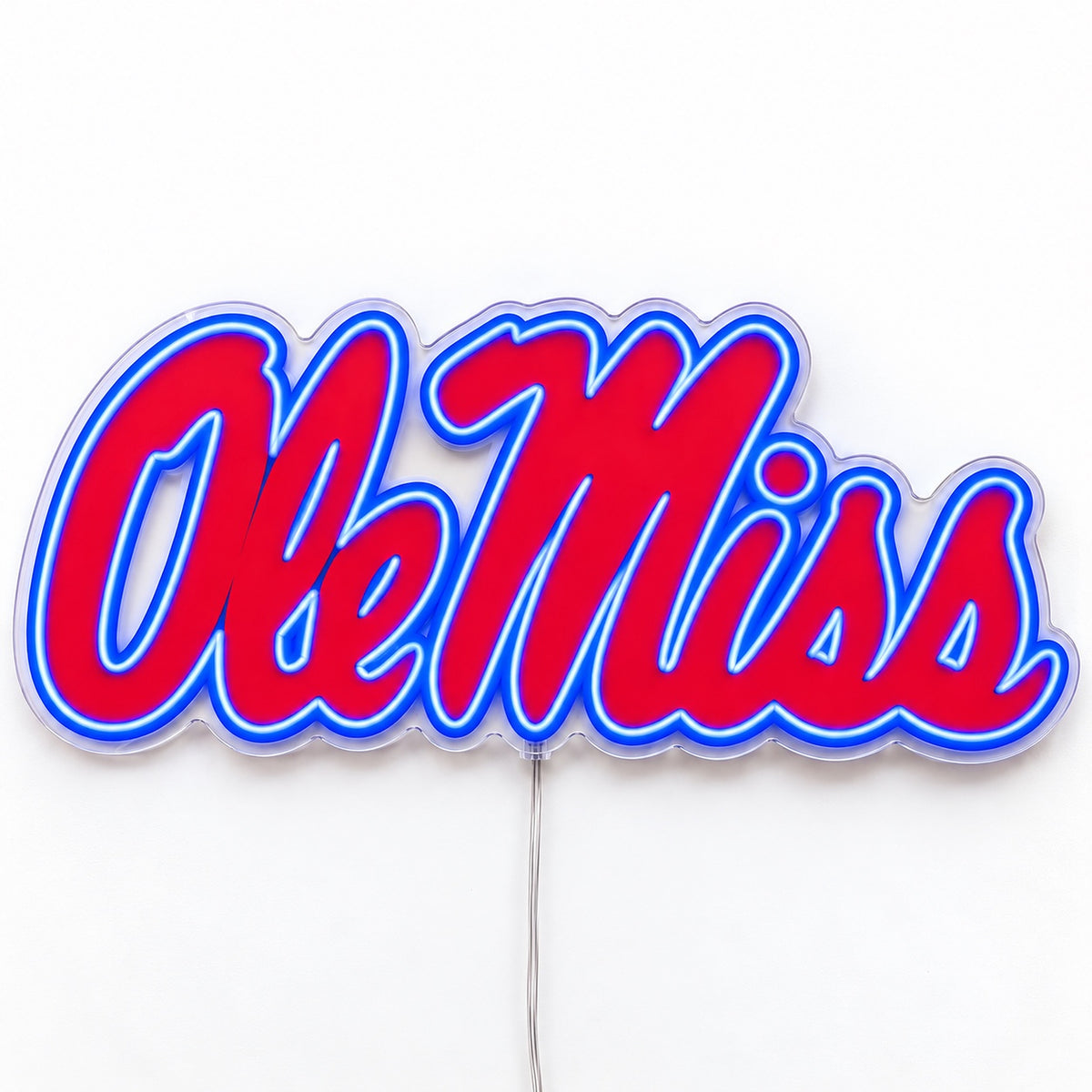 Ole Miss LED Neon Sign, featuring team logo displayed on a light background.