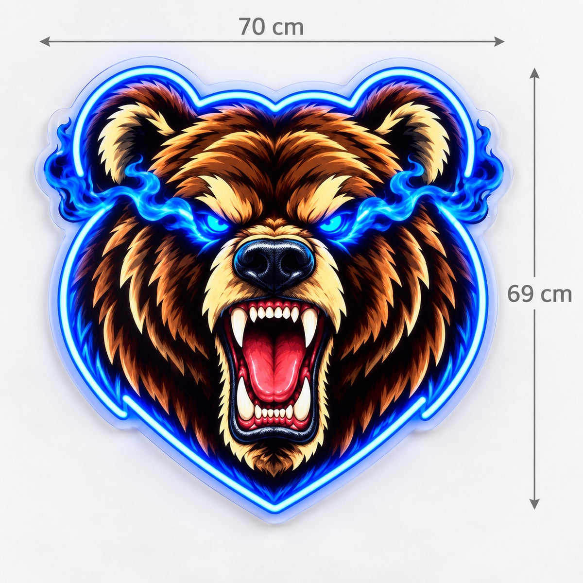 Custom Design: 2 x UV & Neon, bear sign measuring 70 cm wide by 69 cm high