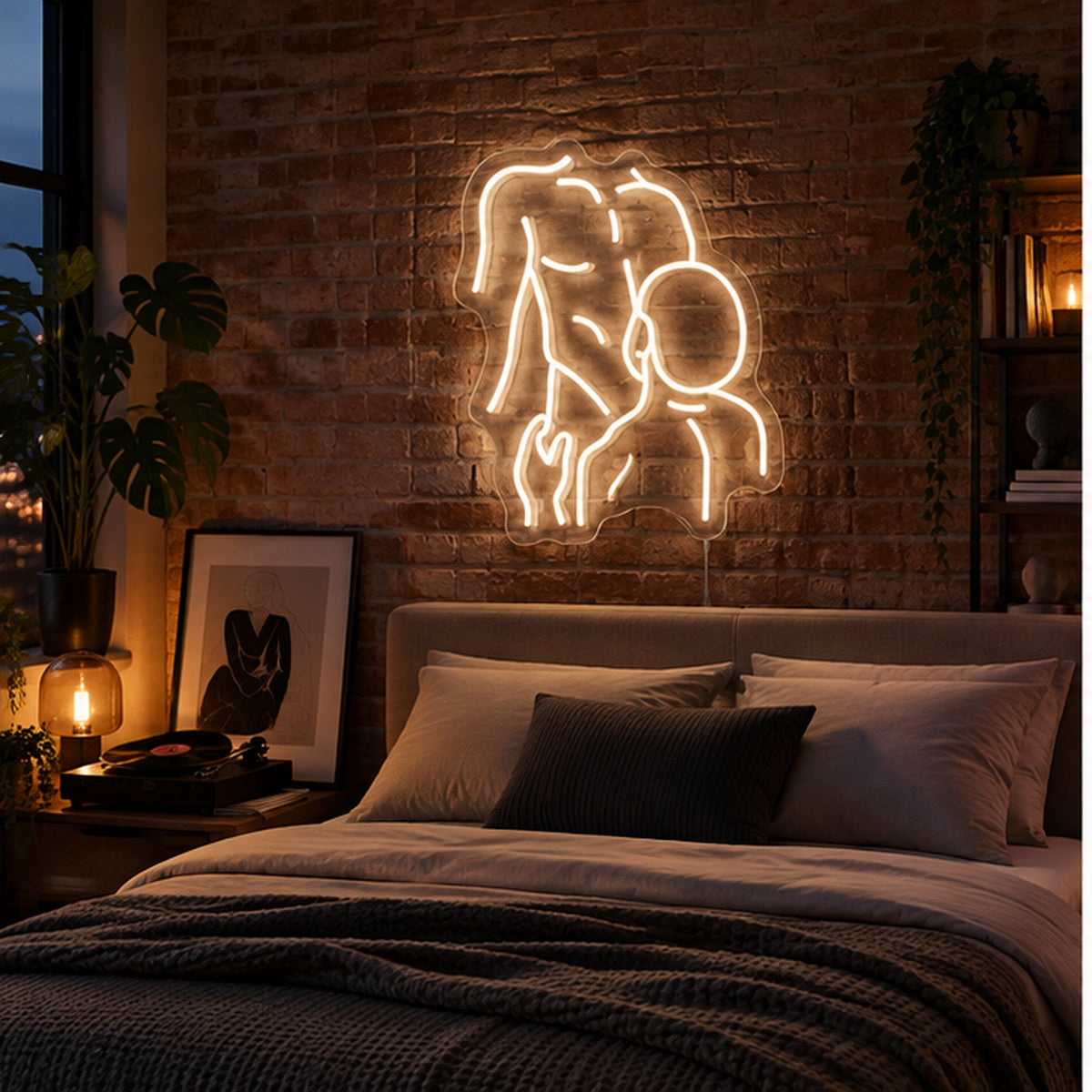 Gay Pride Two Men Neon Sign in a cool apartment bedroom