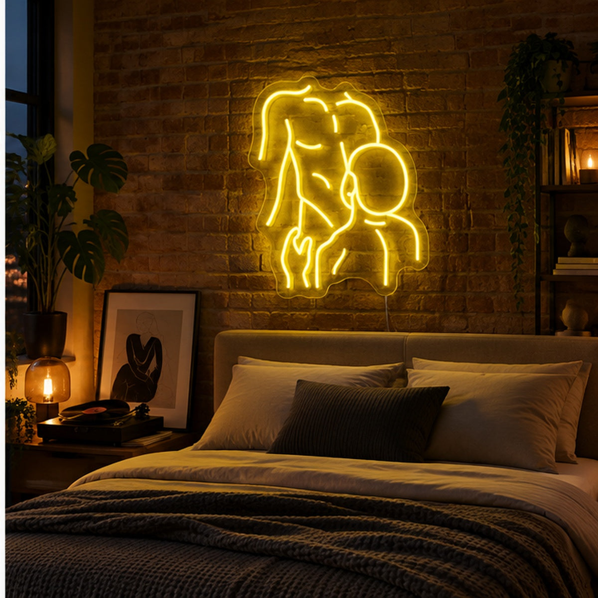 Gay Pride Two Men Neon Sign apartment wall mockup