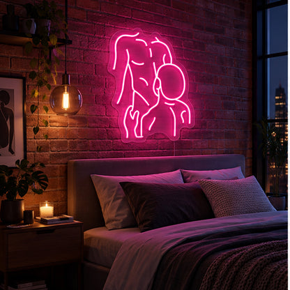 Gay Pride Two Men Neon Sign in a stylish apartment bedroom