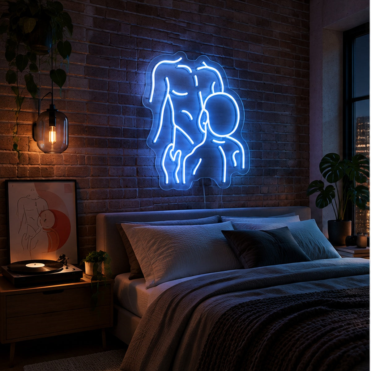 Gay Pride Two Men Neon Sign glowing bedroom wall decor